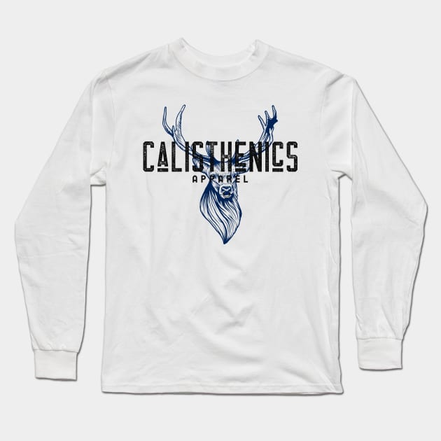 CALISTHENICS - Blue Deer Design Long Sleeve T-Shirt by Thom ^_^